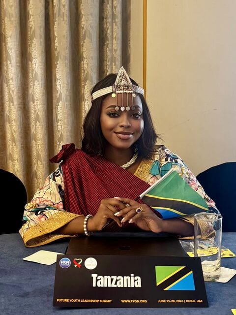 A delegate in traditional dress at the Future Youth Leadership Summit.